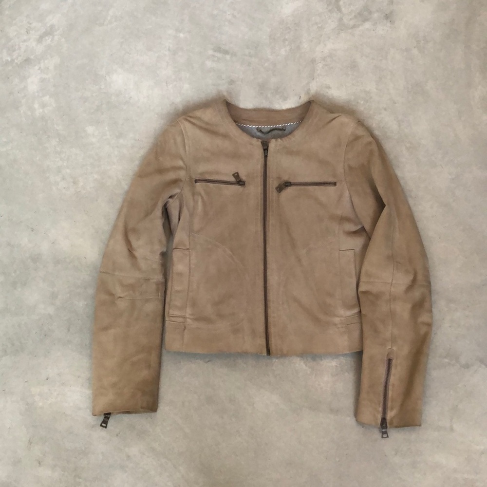 Soft suede cafe racer jacket